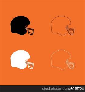 American football helmet black and white set icon .. American football helmet black and white set icon .