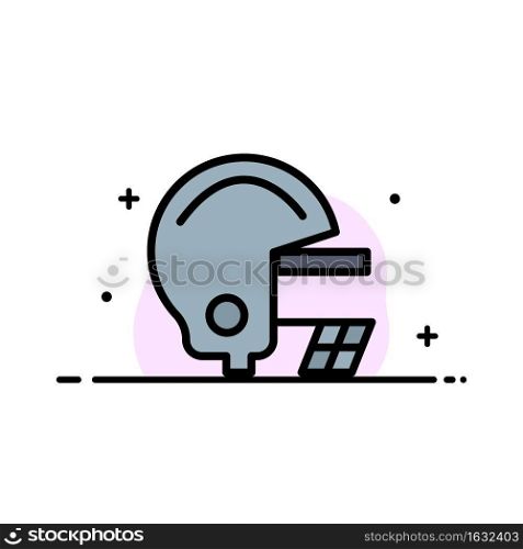 American, Football, Helmet  Business Flat Line Filled Icon Vector Banner Template