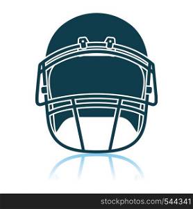 American Football Helmet Icon. Shadow Reflection Design. Vector Illustration.