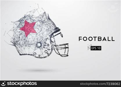 American Football Helmet in black. Dots, lines, triangles, text, color effects and background on a separate layers, color can be changed in one click. Vector illustration. American Football Helmet in black. Vector illustration