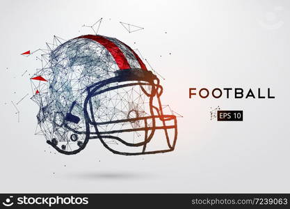 American Football Helmet in black. Dots, lines, triangles, text, color effects and background on a separate layers, color can be changed in one click. Vector illustration. American Football Helmet in black. Vector illustration