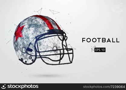 American Football Helmet in black. Dots, lines, triangles, text, color effects and background on a separate layers, color can be changed in one click. Vector illustration. American Football Helmet in black. Vector illustration