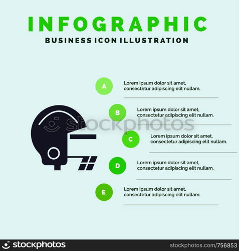 American, Football, Helmet Solid Icon Infographics 5 Steps Presentation Background