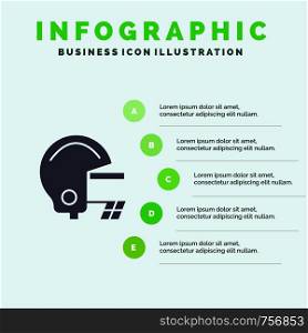 American, Football, Helmet Solid Icon Infographics 5 Steps Presentation Background