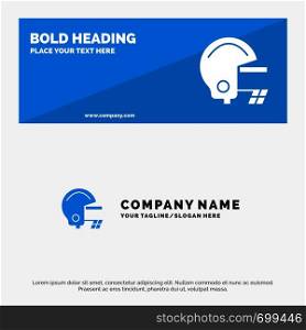 American, Football, Helmet SOlid Icon Website Banner and Business Logo Template