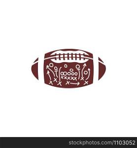 American Football Leather Ball with Coach Manager tactic sketch logo
