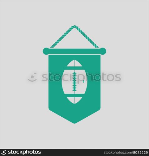 American football pennant icon. Gray background with green. Vector illustration.