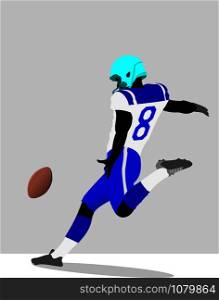 American football player silhouettes in action. Vector illustration
