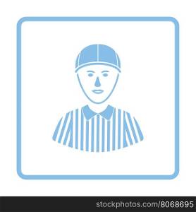 American football referee icon. Blue frame design. Vector illustration.