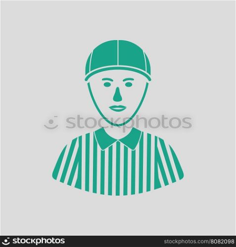 American football referee icon. Gray background with green. Vector illustration.