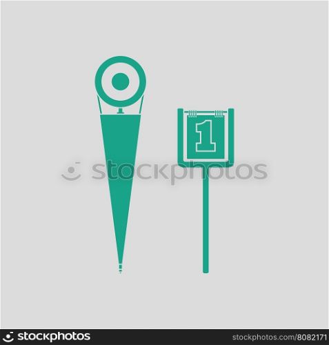 American football sideline markers icon. Gray background with green. Vector illustration.