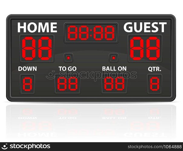 american football sports digital scoreboard vector illustration isolated on white background