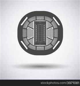 American football stadium bird&rsquo;s-eye view icon on gray background with round shadow. Vector illustration.