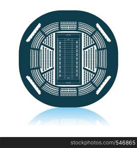 American Football Stadium Bird's-eye View Icon. Shadow Reflection Design. Vector Illustration.