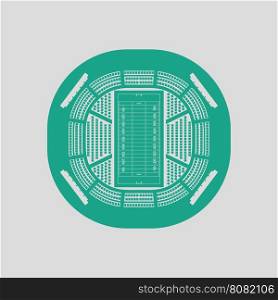 American football stadium bird's-eye view icon. Gray background with green. Vector illustration.