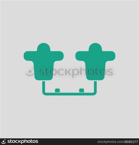 American football tackling sled icon. Gray background with green. Vector illustration.