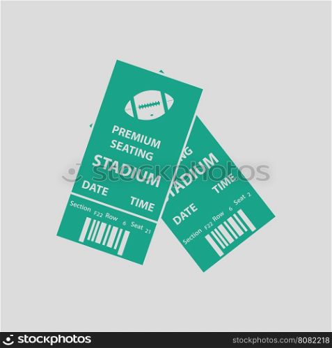 American football tickets icon. Gray background with green. Vector illustration.