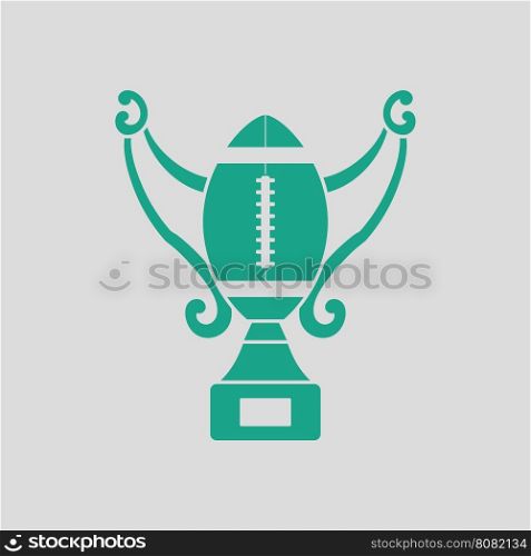 American football trophy cup icon. Gray background with green. Vector illustration.
