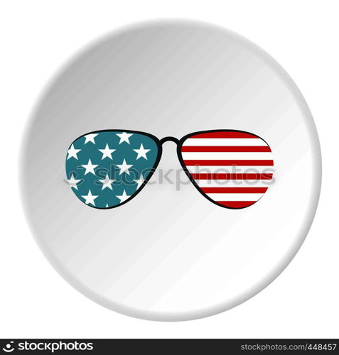 American glasses icon in flat circle isolated vector illustration for web. American glasses icon circle