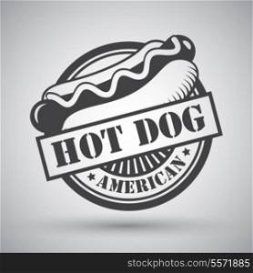 American hot dog bread sausage mustard emblem vector illustration