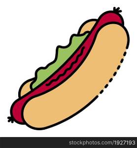 American hot dog icon. Outline american hot dog vector icon color flat isolated. American hot dog icon color outline vector