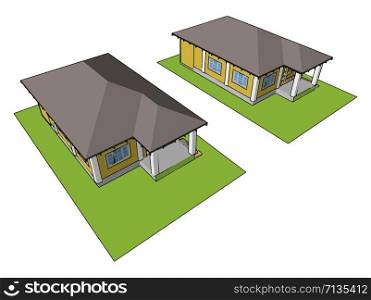 American house, illustration, vector on white background.
