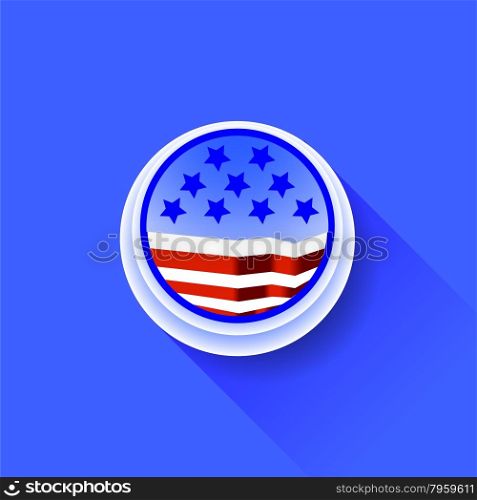 American Icon Isolated on Blue Background. Long Shadow. American Icon