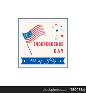 American Independence Day flat color vector badge. United States patriotism. US freedom. Fourth of July sticker. USA national holiday patch. Liberty celebration date isolated design element. American Independence Day flat color vector badge