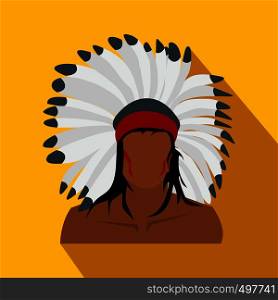 American indian flat icon on a yellow background. American indian flat icon