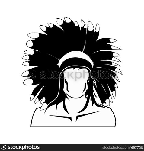 American indian icon. Black simple style on white. American indian icon