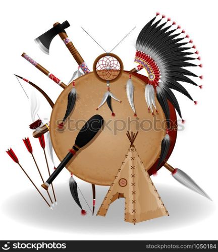 american indians concept icons vector illustration isolated on white background