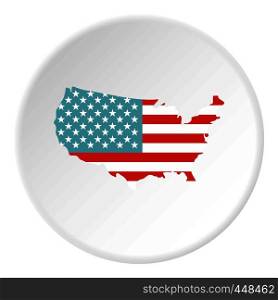 American map icon in flat circle isolated vector illustration for web. American map icon circle