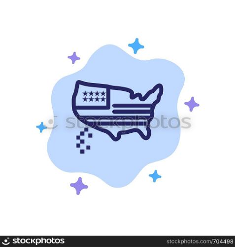 American, Map, Thanksgiving, Usa Blue Icon on Abstract Cloud Background