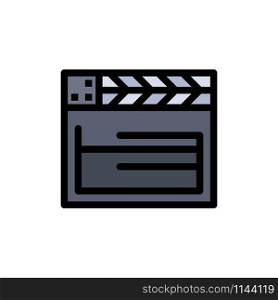 American, Movie, Usa, Video Flat Color Icon. Vector icon banner Template
