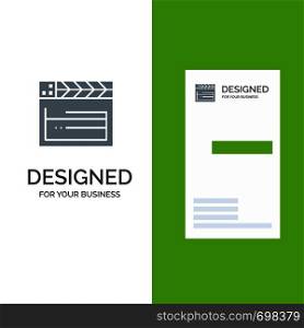 American, Movie, Usa, Video Grey Logo Design and Business Card Template