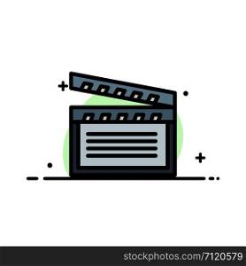 American, Movies, Video, Usa Business Flat Line Filled Icon Vector Banner Template