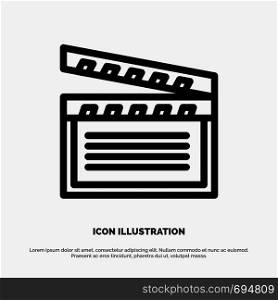 American, Movies, Video, Usa Line Icon Vector