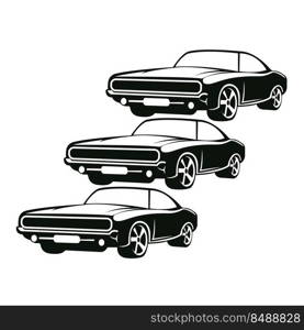 American Muscle Car Logo Vector.Vintage design, old style or classic car garage, shop, car restoration repair and racing, retro concept
