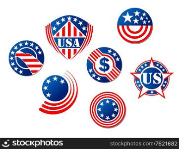American national symbols and signs for heraldry or banner design. USA colors