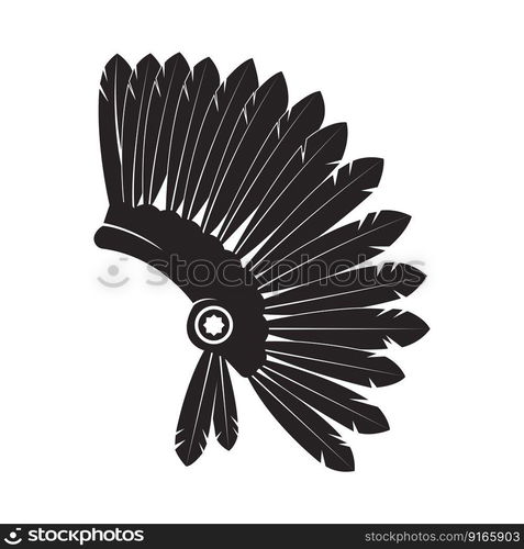 American Native Chief Head Indian Logo vector illustration design