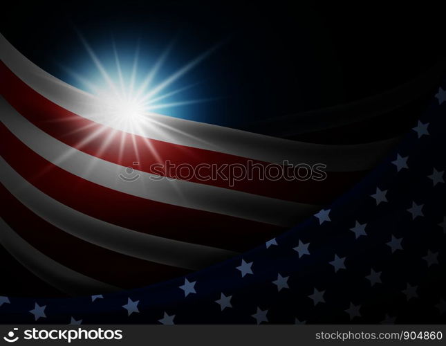American or USA flag with light background vector illustration
