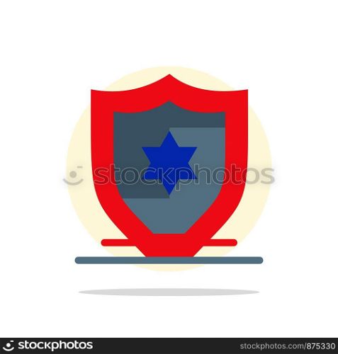 American, Protection, Shield Abstract Circle Background Flat color Icon
