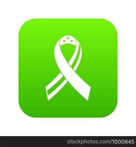 American ribbon icon digital green for any design isolated on white vector illustration. American ribbon icon digital green