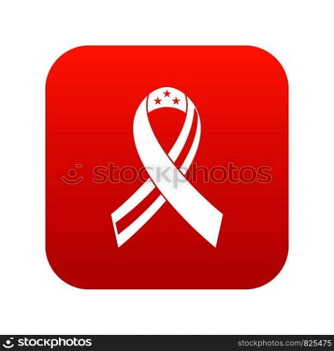 American ribbon icon digital red for any design isolated on white vector illustration. American ribbon icon digital red
