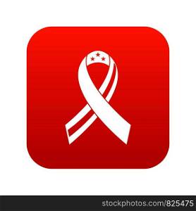 American ribbon icon digital red for any design isolated on white vector illustration. American ribbon icon digital red