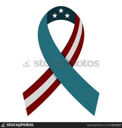 American ribbon icon flat isolated on white background vector illustration. American ribbon icon isolated