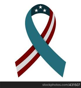 American ribbon icon flat isolated on white background vector illustration. American ribbon icon isolated