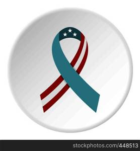 American ribbon icon in flat circle isolated vector illustration for web. American ribbon icon circle