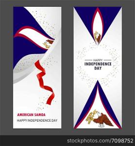 American Samoa Happy independence day Confetti Celebration Background Vertical Banner set