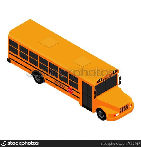 American school bus icon. Isometric of american school bus vector icon for web design isolated on white background. American school bus icon, isometric style